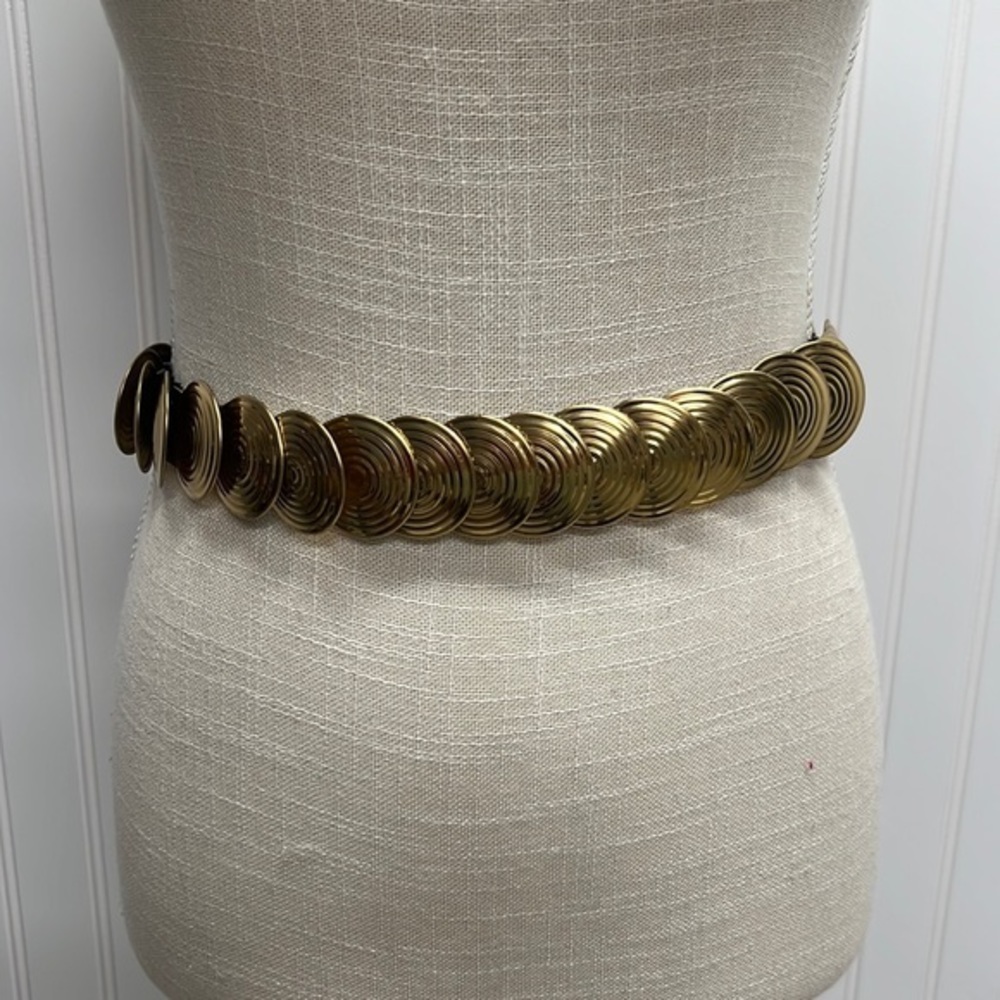Gold Disc Link Waist Belt - Metallic Fashion Accessory